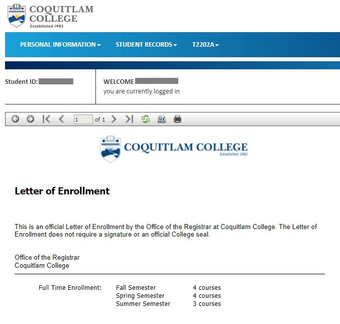 Letter Request Coquitlam College 5214
