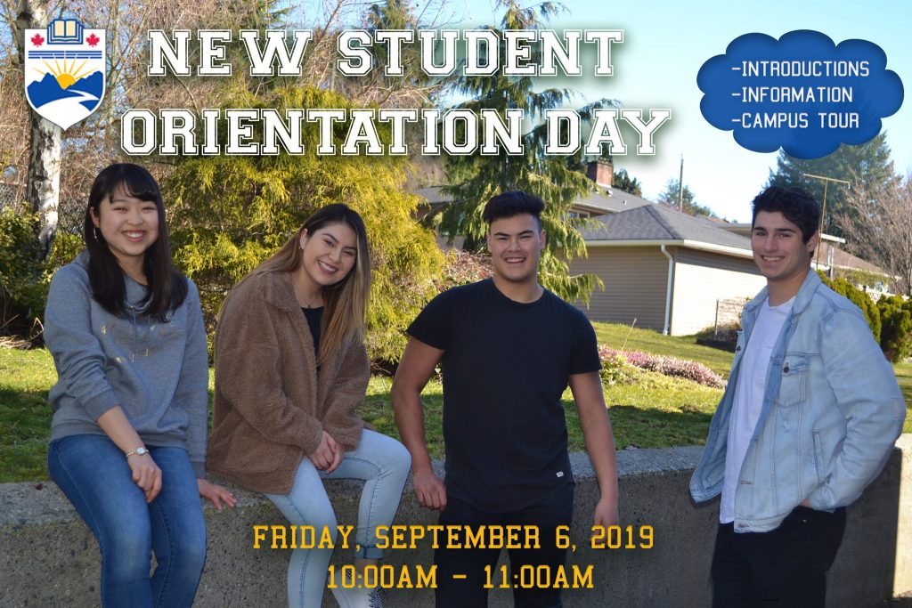 New Student Orientation will be Friday, September 6, 2019 from 10:00am - 11:00am